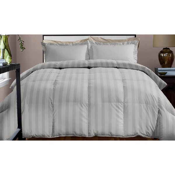 Club Le Med 800 TC Stripe Down Alternative Comforter, Platinum, Twin 123628 - main